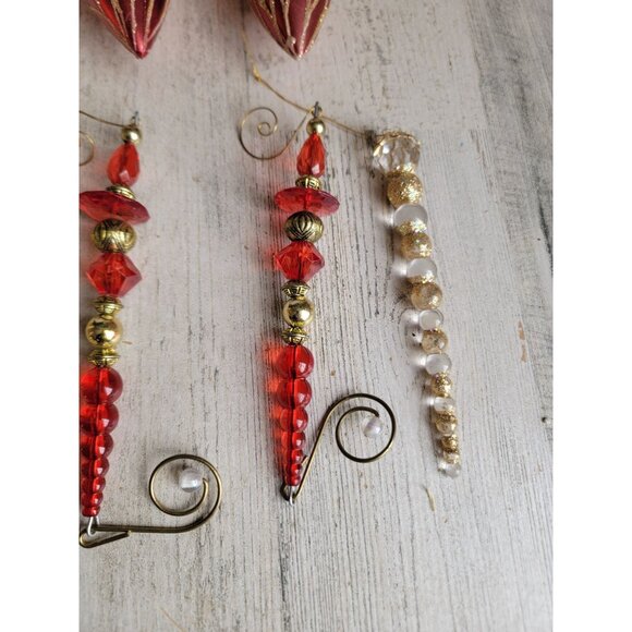 Red bead pendant ornament variety Xmas set to core white - Picture 4 of 8